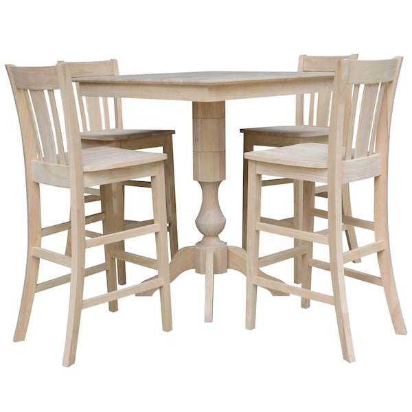 International Concepts 36 in. x 36 in. Square Top Pedestal Table With 4 Bar Height Stools Set of 5 K-3636TP-11B-S103-4 - main